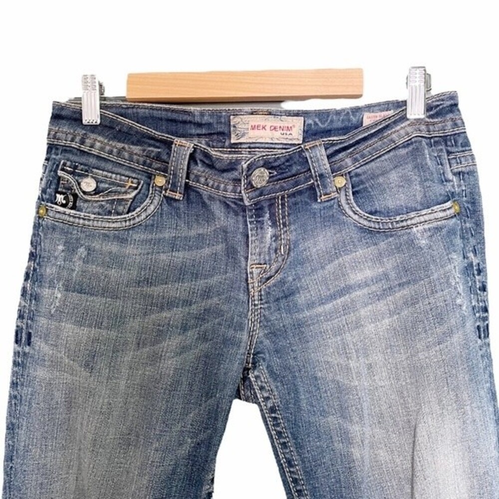 Mek Denim Y2K Back Flap Jean Medium Wash Straight Leg Size 28 | 6 Grunge 2000s - Picture 7 of 12